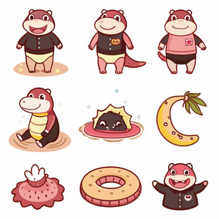 可爱鳄鱼卡通形象集合