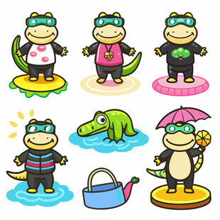 可爱鳄鱼卡通形象集合