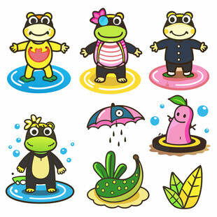 卡通青蛙乌龟等动物形象
