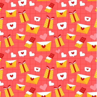 红色爱心礼物图案背景