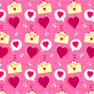 粉色爱心信封浪漫图案