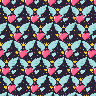 心形叶子图案背景设计