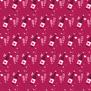 玫红色花卉几何图案背景