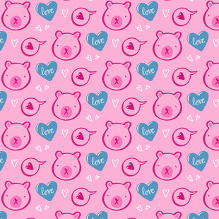 粉色小熊爱心可爱图案