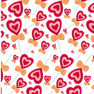 爱心蝴蝶结无缝图案背景