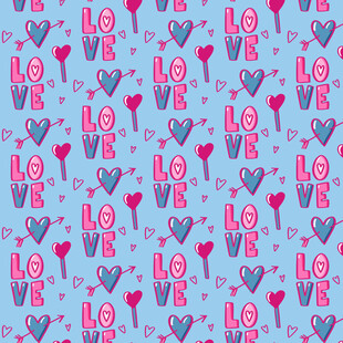 爱心LOVE图案蓝色背景图