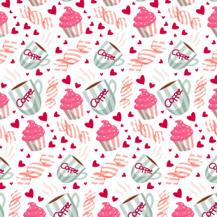 甜美心形蛋糕无缝图案