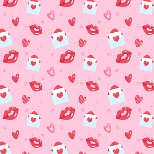 粉色爱心嘴唇图案背景