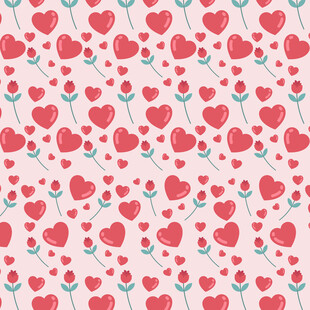 粉色爱心花卉图案背景