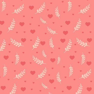粉色爱心蕨叶图案背景