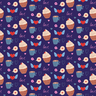 可爱纸杯蛋糕图案背景