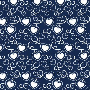 蓝底爱心花纹图案
