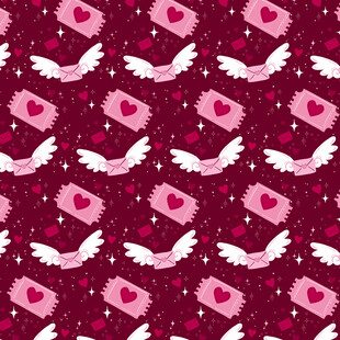 粉色爱心翅膀图案背景