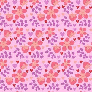 粉色花卉爱心图案背景