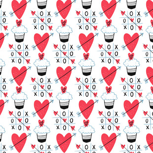 爱心杯子图案无缝背景