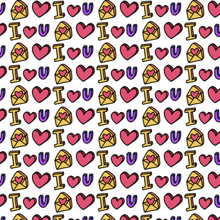 爱心小熊图案无缝背景