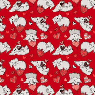 红色背景可爱小狗图案