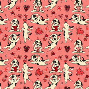 可爱小狗爱心图案背景