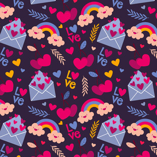爱心信封梦幻图案背景