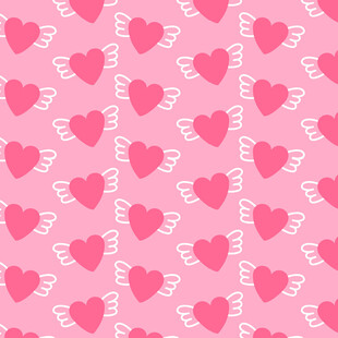 粉色爱心翅膀图案背景