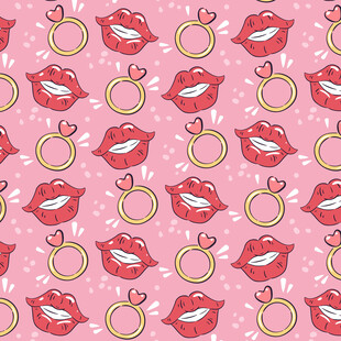 粉色背景红唇苹果戒指图案
