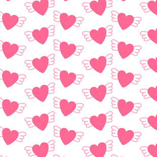 粉色爱心翅膀图案背景