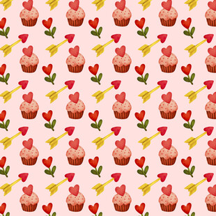 可爱纸杯蛋糕爱心图案