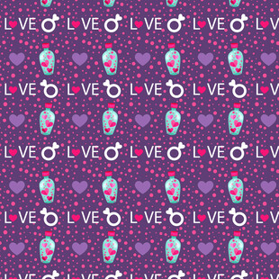 紫色爱心字母重复图案背景