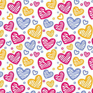 多彩爱心无缝图案背景
