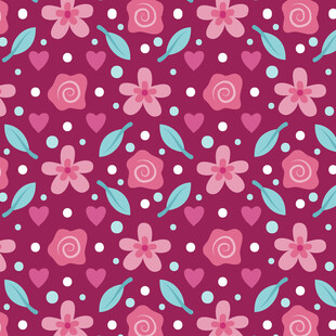 粉色花卉爱心图案背景