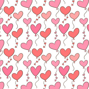 心形气球无缝图案背景