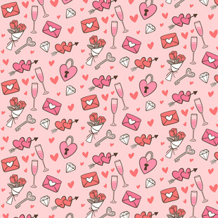 粉色浪漫爱心钥匙图案背景
