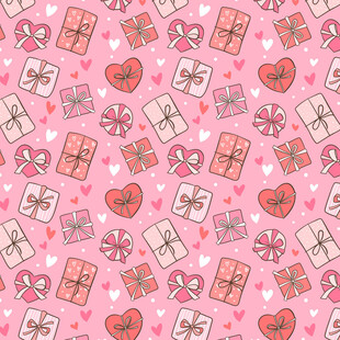 粉色爱心礼物图案背景