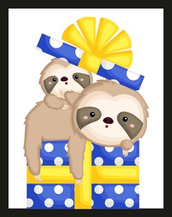 戴帽树懒与礼物盒