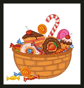 装满糖果的精美编织篮