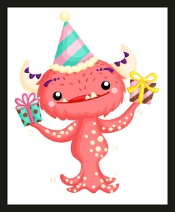 戴帽章鱼手持礼物