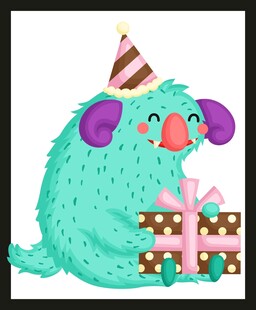 生日派对上的可爱毛绒怪兽