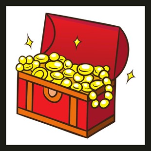 红色宝箱装满金币