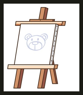 画架上的小熊绘画草图