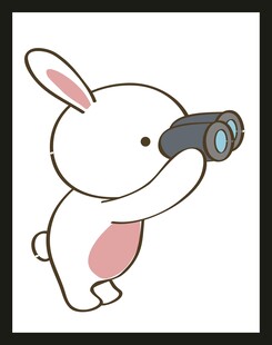 白兔用望远镜观察