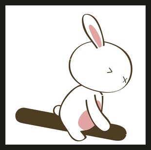 可爱兔子坐木棍上