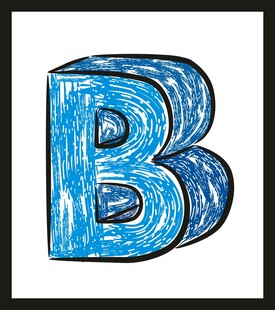 手绘蓝色字母