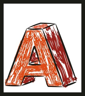 手绘红色立体字母