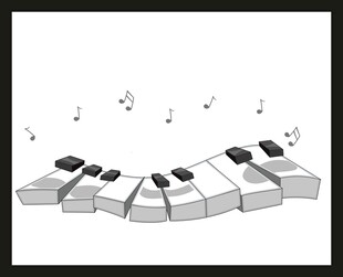 钢琴键与音符的梦幻组合
