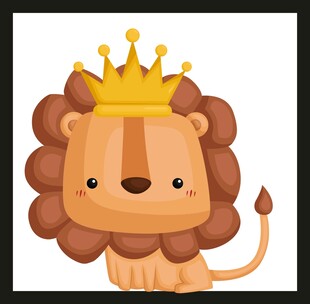 戴皇冠的可爱小狮子