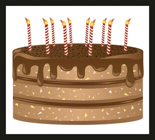 巧克力生日蛋糕插满蜡烛