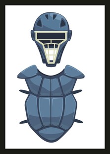 棒球捕手防护装备插画