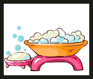 盆中泡沫满满洗衣场景