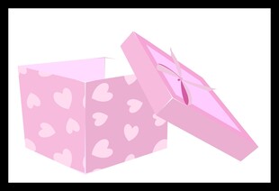 粉色爱心图案礼品盒
