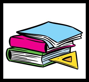 堆叠的书本与三角尺